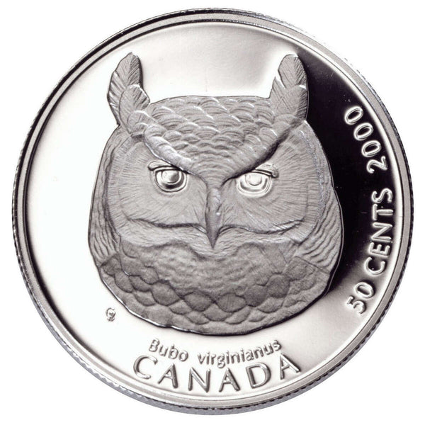 2000 50c Canada's Birds of Prey: Great Horned Owl - Sterling Silver Co