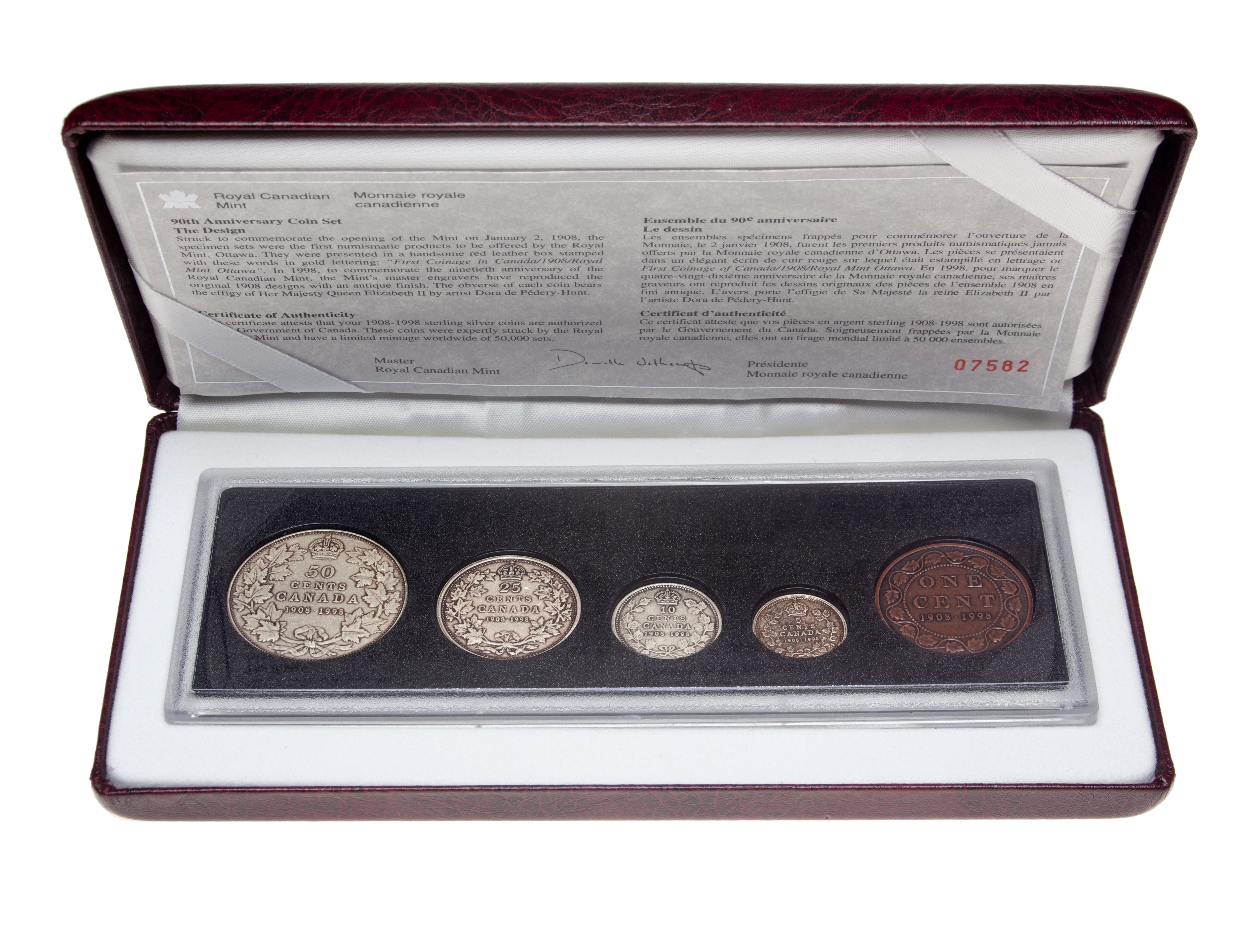 1998 (1908-) Special Limited Edition Proof Set - 90th Anniversary of the Royal Canadian Mint (Mirror Proof)