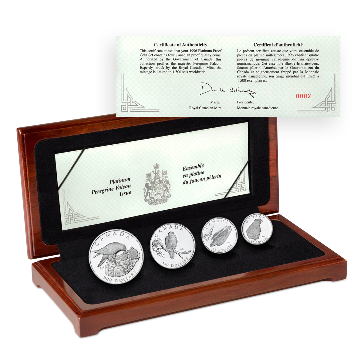 1996 Peregrine Falcon Proof Platinum Set