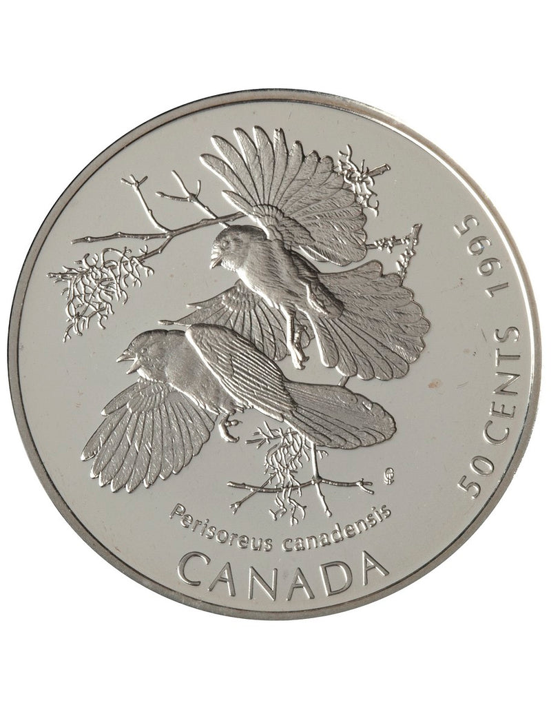 1995 50c Birds of Canada: Gray Jay, Ptarmigan - Two-Coin Sterling Silver Set