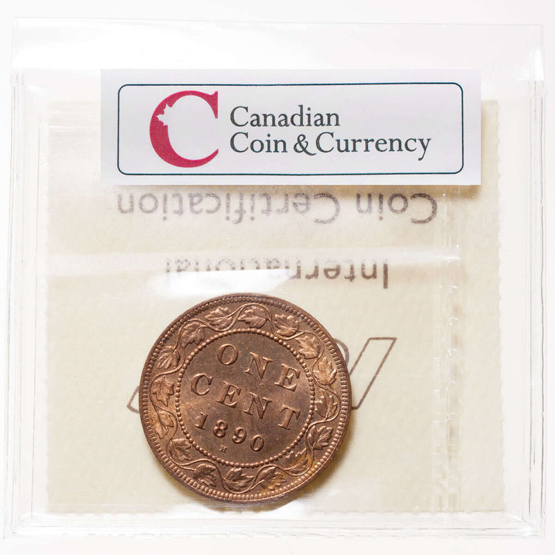 1 cent 1890H Red ICCS MS-65