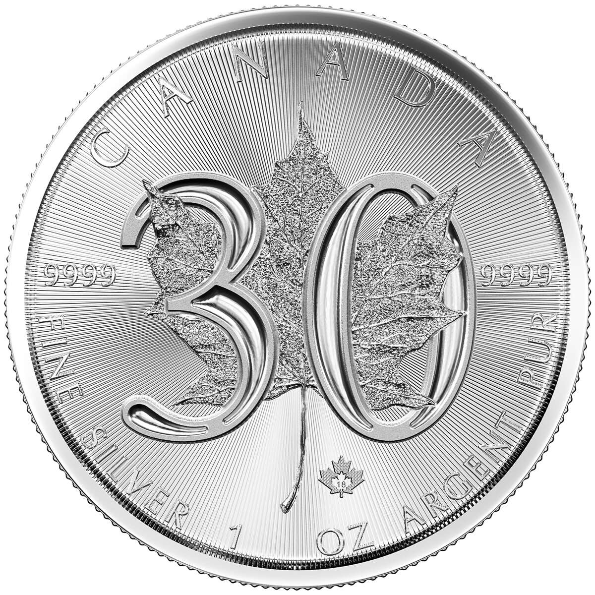 2018 $5 30th Anniversary of Silver Maple Leaf  Bar Set