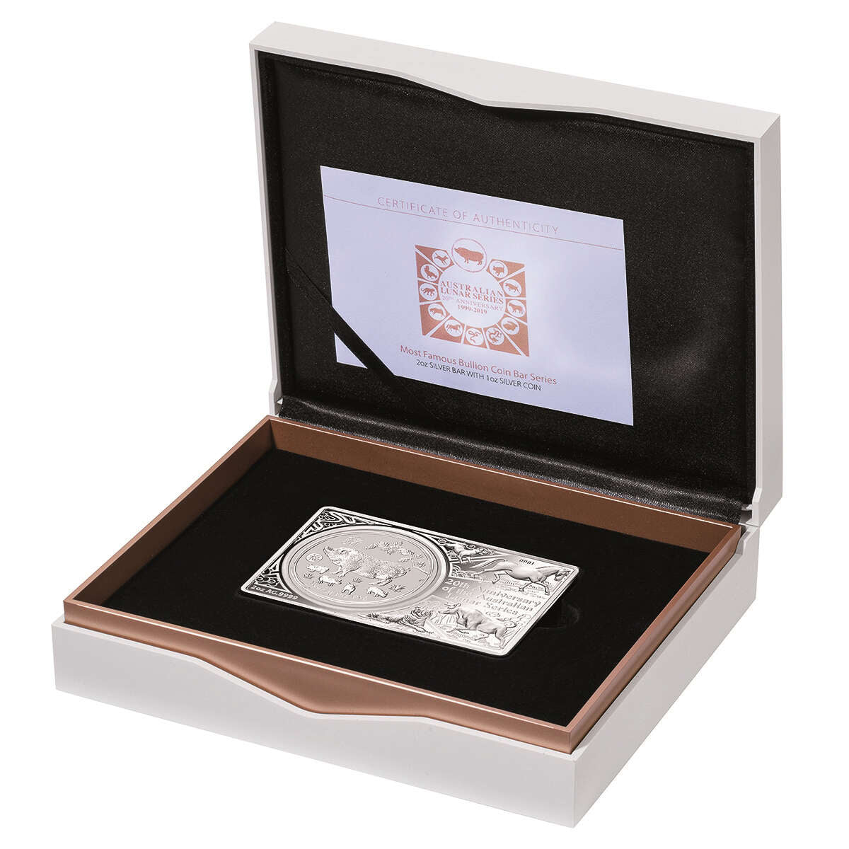 Australia 2019 $5 Fine Silver Proof Coin - Year of the Pig Coin Bar Set with Privy Mark