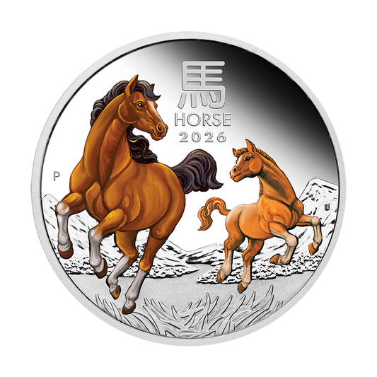 2026 $1 Australian Lunar Series: Year of the Horse Colour - Pure Silver Coin