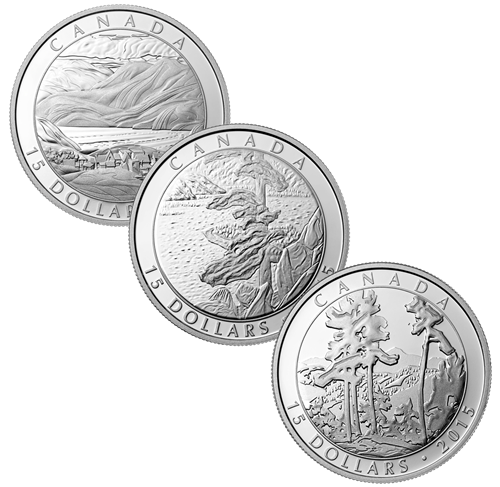 2015 $15 Franklin Carmichael, 125th Anniversary - Pure Silver 3-Coin Set