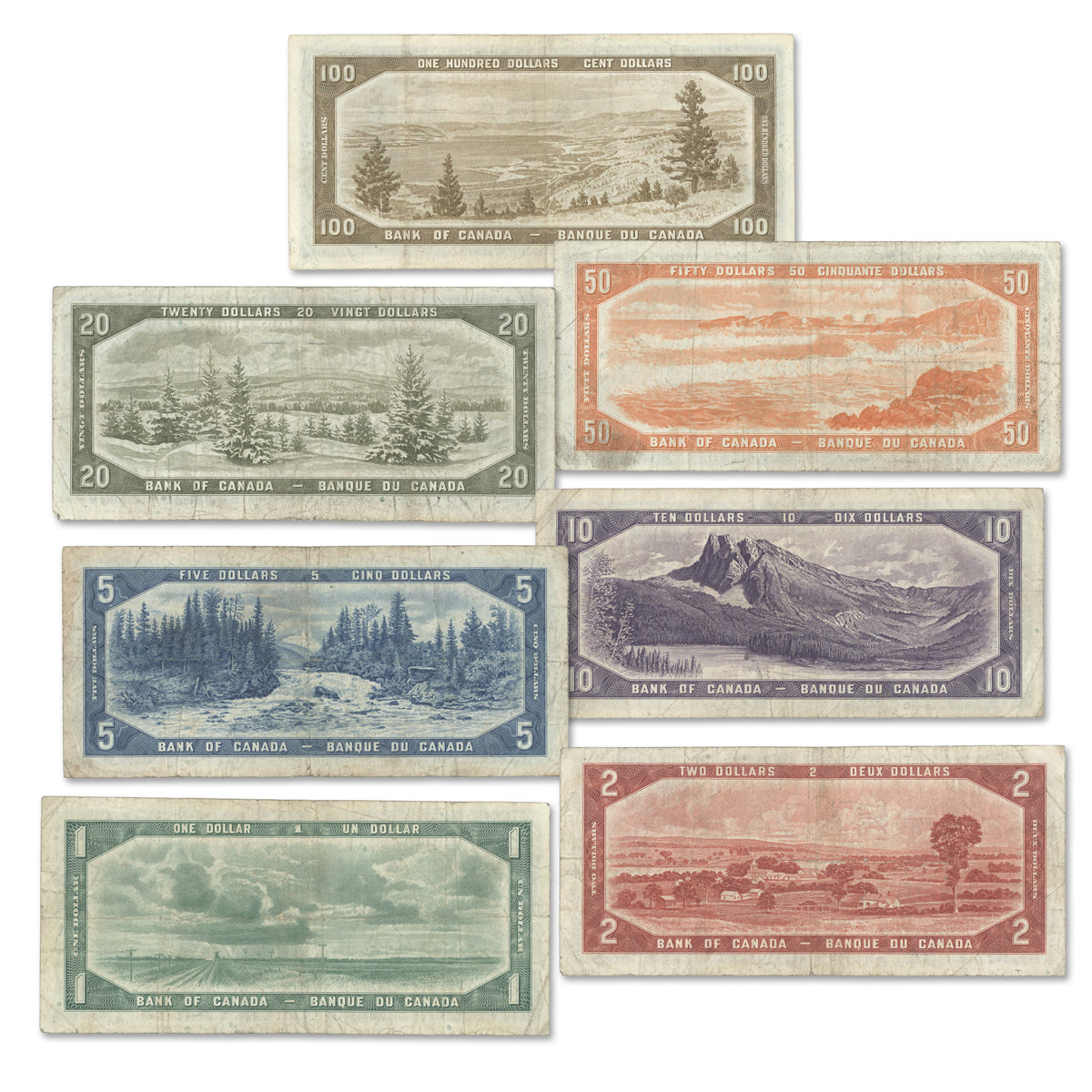 1954 $1 - $100 Devil's Face - 7 Banknote Set