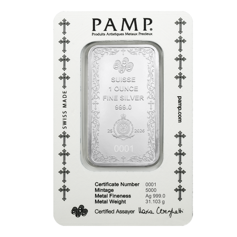 2026 $2 Cross of Christianity - 1 oz Pure Silver Bar