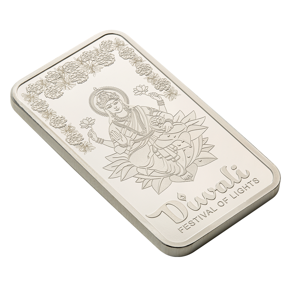 Diwali Lakshmi & Rangoli - 1 oz Pure Silver Bar