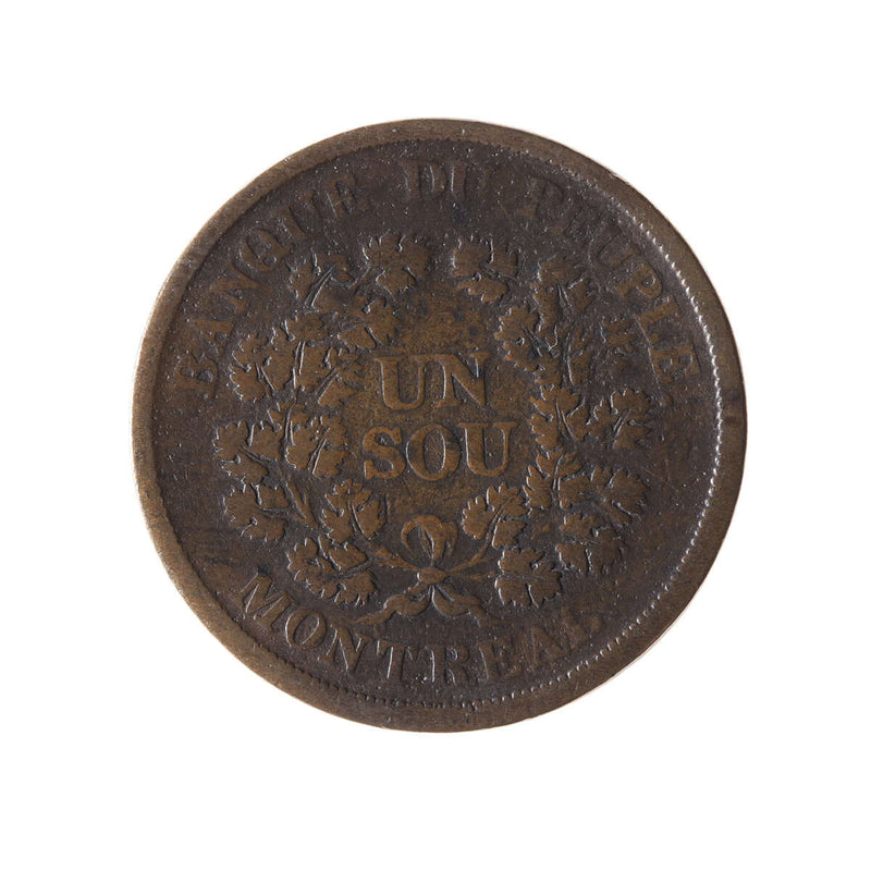 Lower Canada 1 Sou Token 1838 LC-5A1 F-12