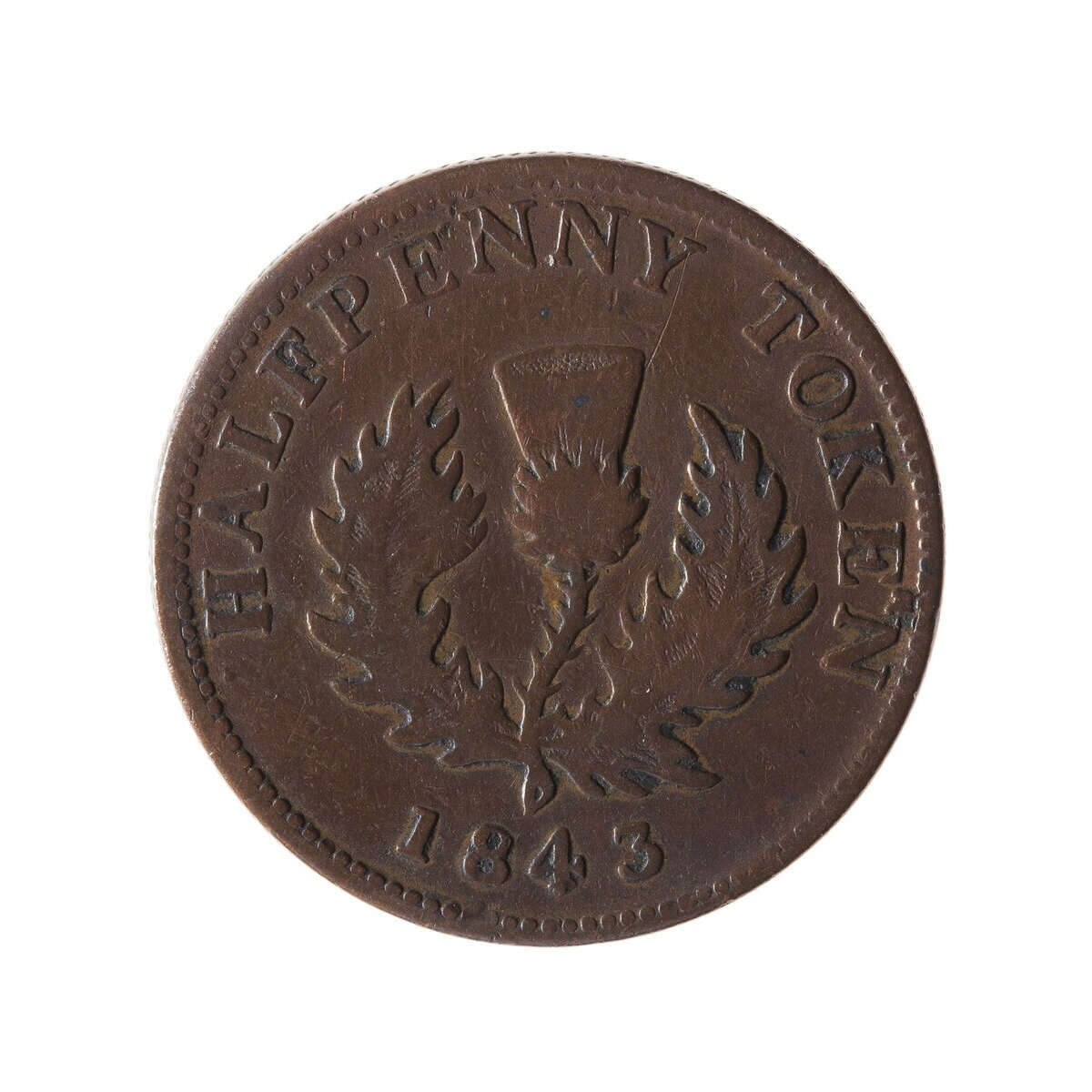 NS 1/2 Penny Token 1843 NS-1F4 F-12