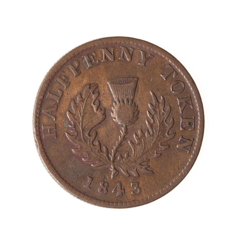 NS 1/2 Penny Token 1843 NS-1F3 F-12