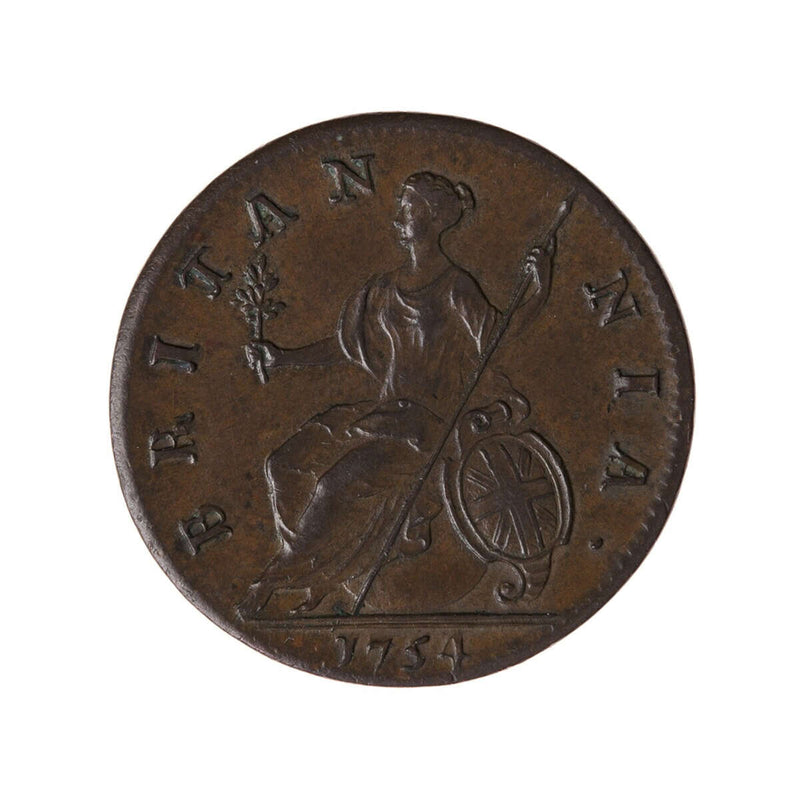 Great Britain Half Penny 1754 George II EF-40
