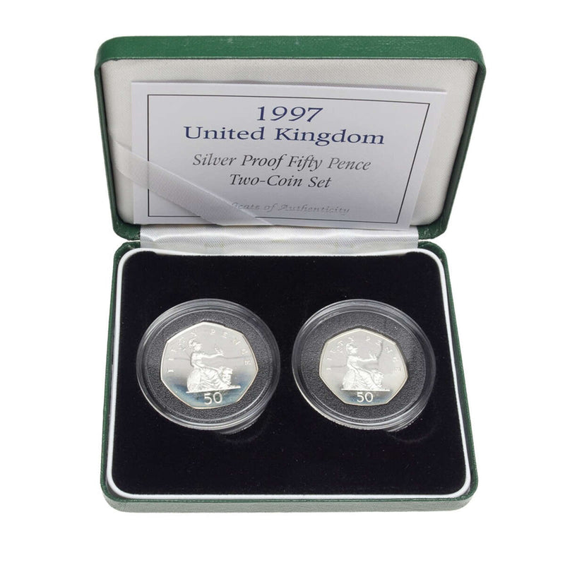 Great Britain 50 Pence 1997 Elizabeth II 2 coin Piedforts Proof Set