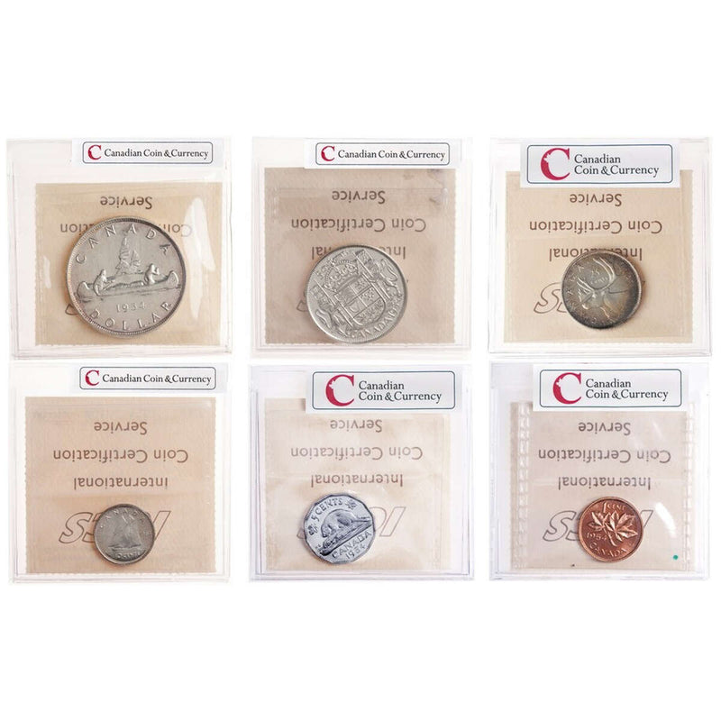 1954 Proof-Like Set Six Coins ICCS