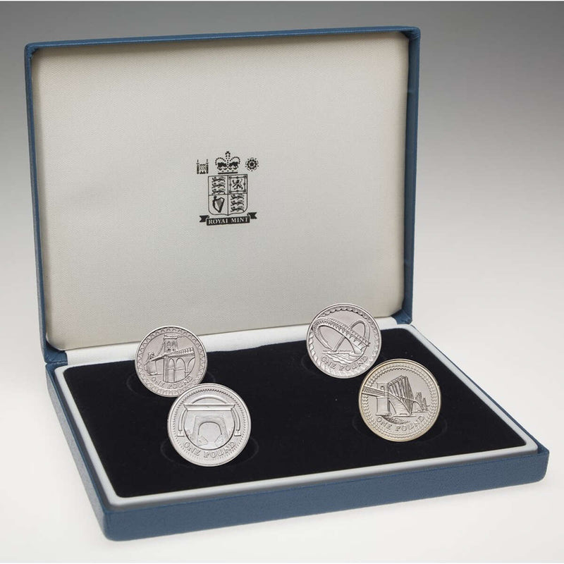 Great Britain 1 Pound Silver Proof Set - 4 Coin Collection