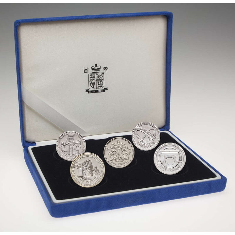 Great Britain 1 Pound Silver Proof Set - 5 Coin Collection