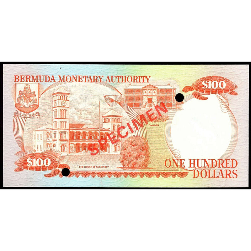 Bermuda 100 Dollars 1982 Specimen CUNC-63