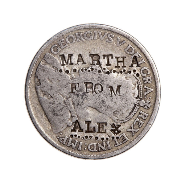 Love Token - "Martha From Alex" on a George V .25 host coin