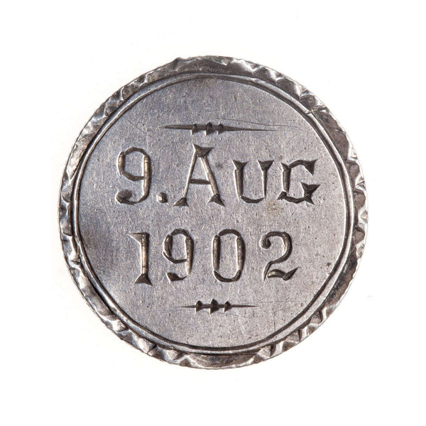 Love Token - "9 Aug 1902" on an Edwardian .05 silver host coin