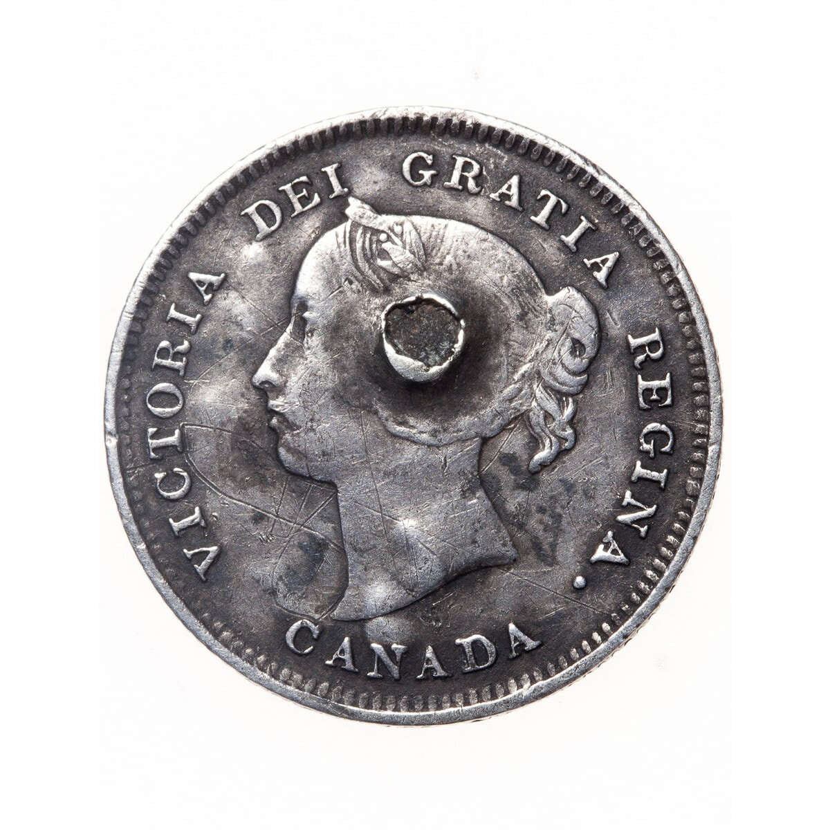 Love Token - "G.C.H." on a Victorian .05 silver host coin