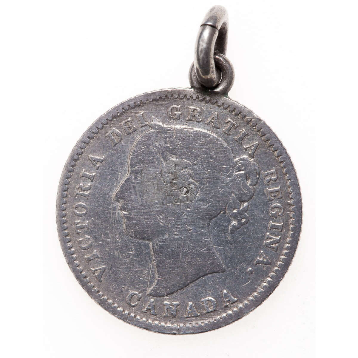 Love Token - H.T.J. on a Victorian .925 Silver 10 cent host coin, with loop for suspension