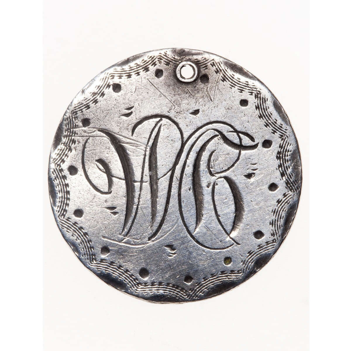 Love Token - "W.C." on a Victorian .05 silver host coin