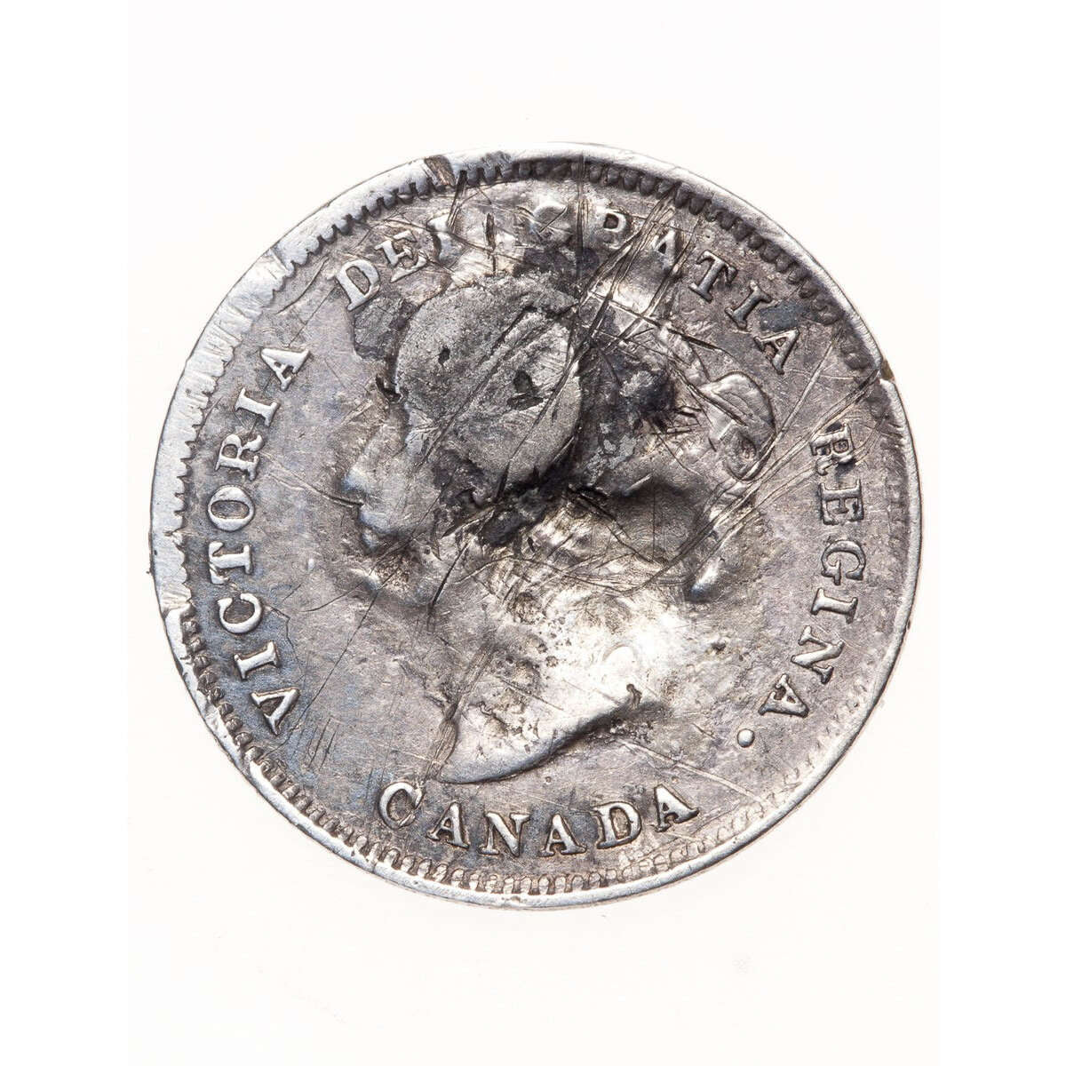 Love Token - "D.C.R." on a Victorian .05 silver host coin