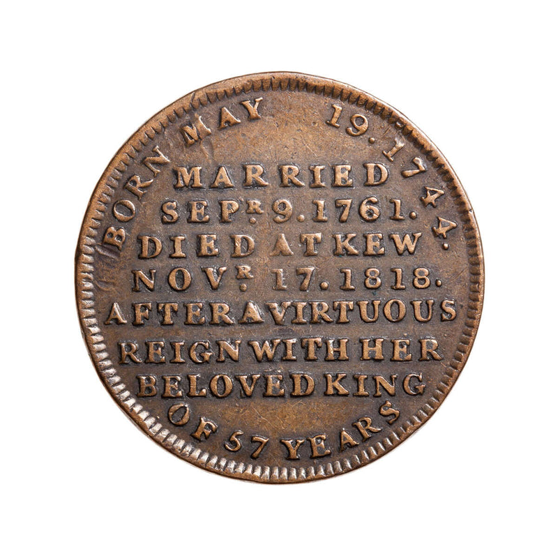 England 1820 -  1 Farthing Commemorative Medal of Charlotte (Wife of George III) EF