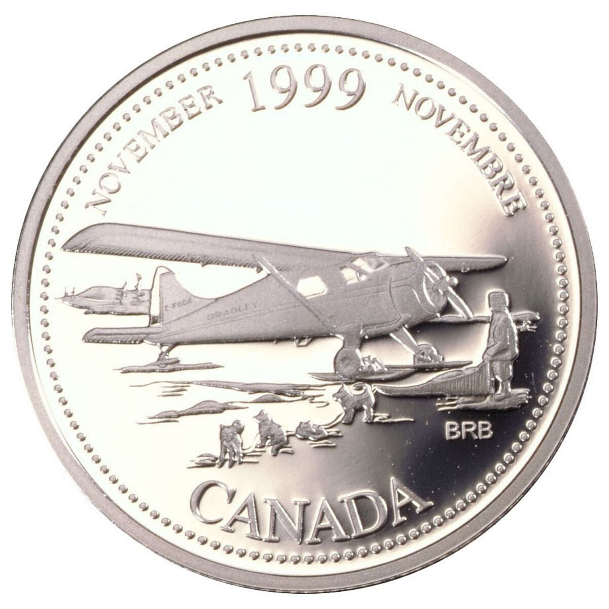 1999 25c November, The Airplane Opens the North - Millennium Proof Sterling Silver Coin