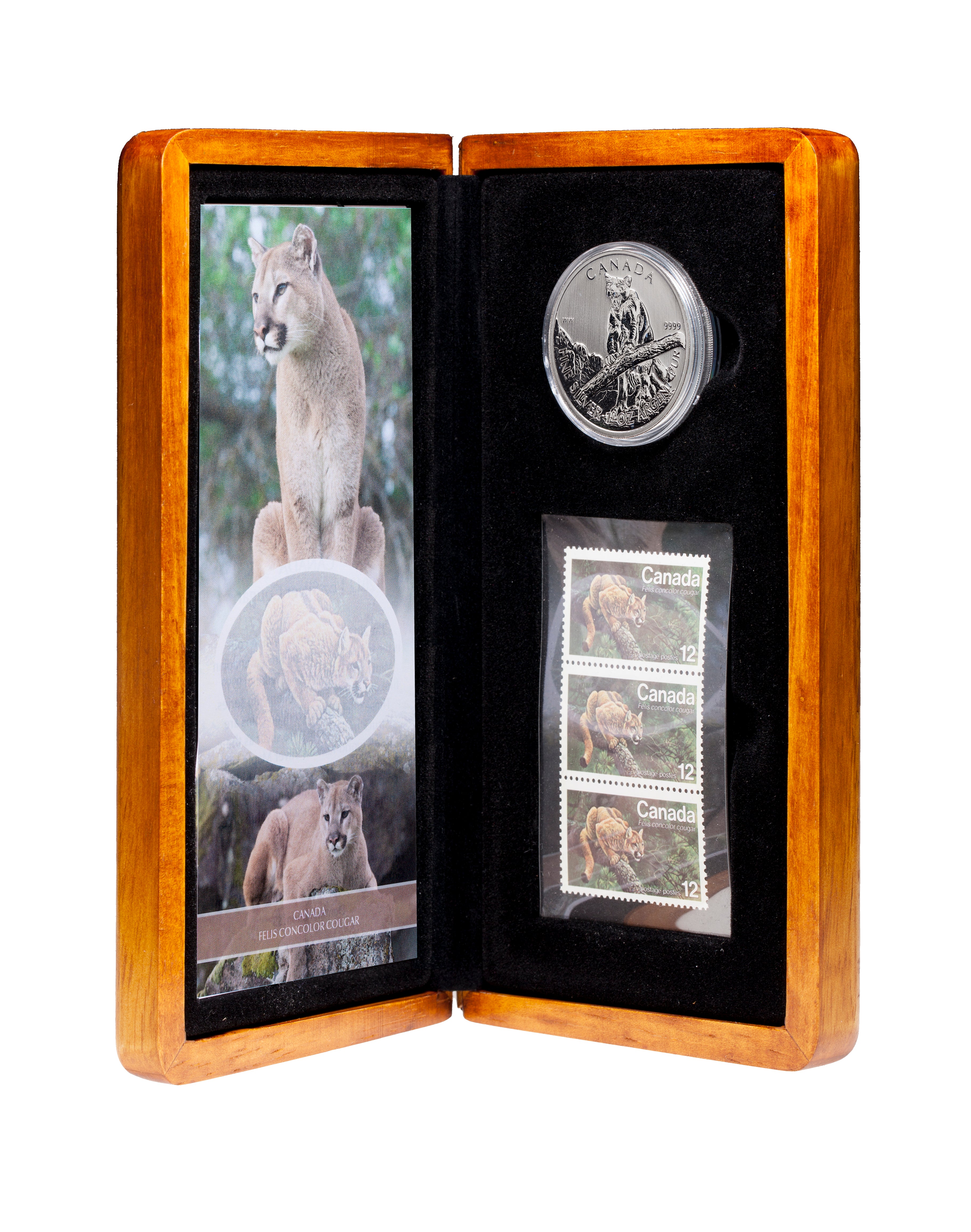 2012 $5 Cougar - 1 oz. Pure Silver Coin and Stamp Set