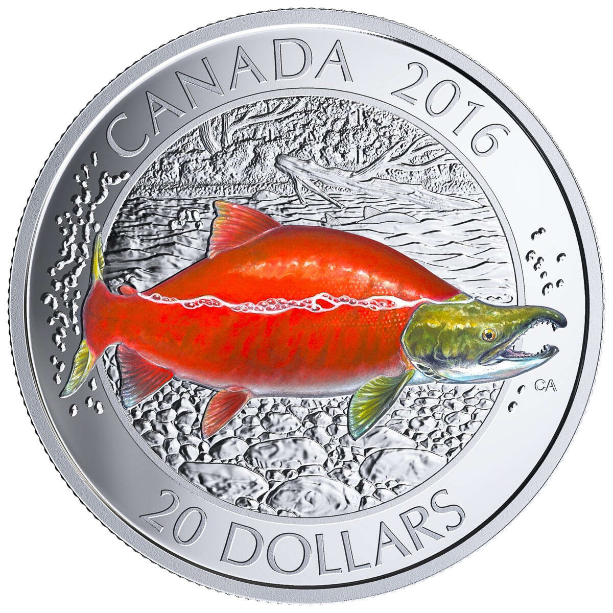 2016 $20 Canadian Salmonid - Pure Silver 3 Coin Set with Display Case and Fishing Hook