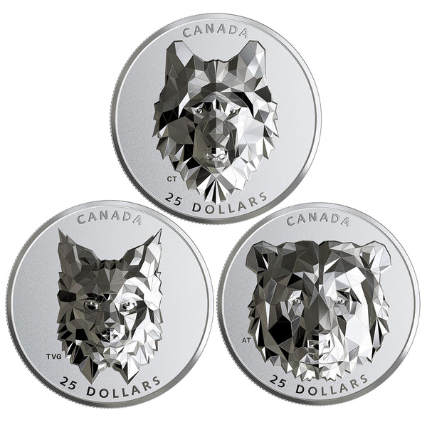 2019 $25 Multifaceted Animal Head - Fine Silver Set
