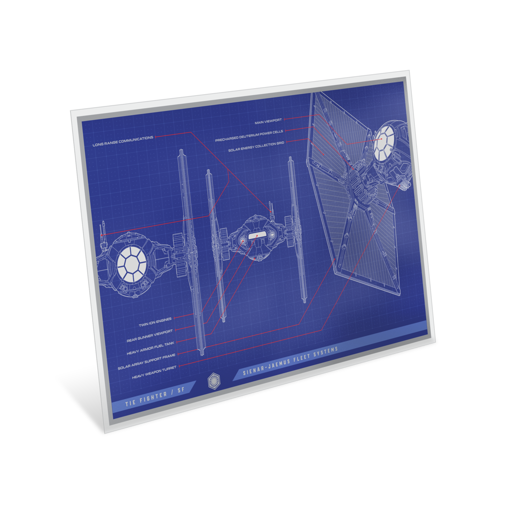 2025 $2 Star Wars™ Blueprint Series: Tie Fighter - Pure Silver Foil