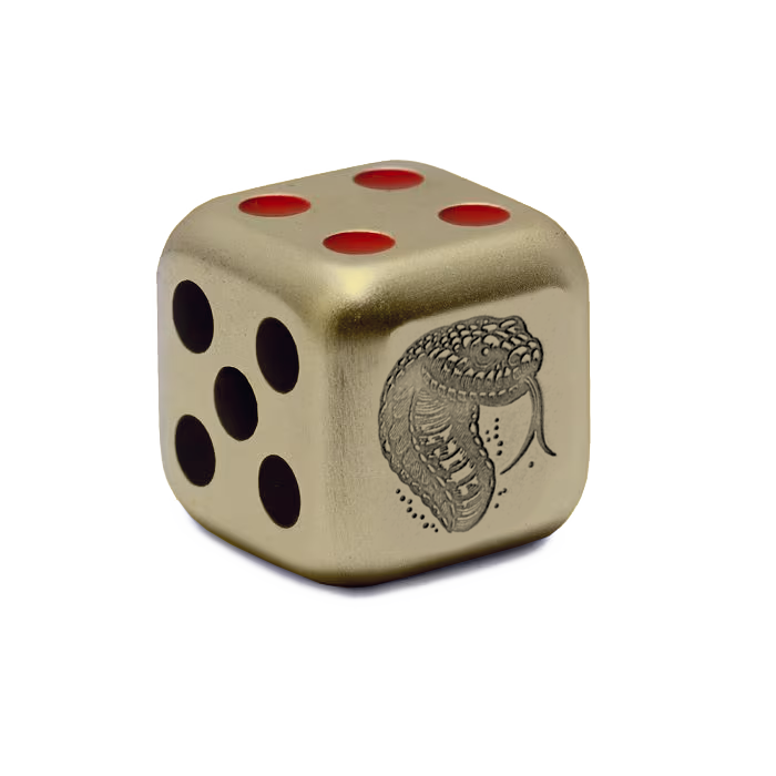 2025 $1 Lunar Snake - Pure Silver Gilded Dice Coin