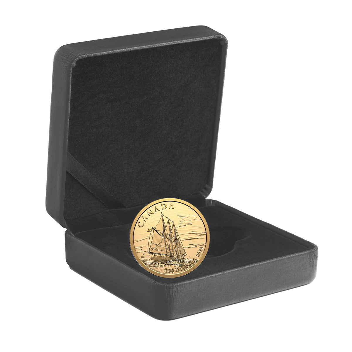2025 $200 Tall Ships: Three-Masted Schooner - Pure Gold Coin