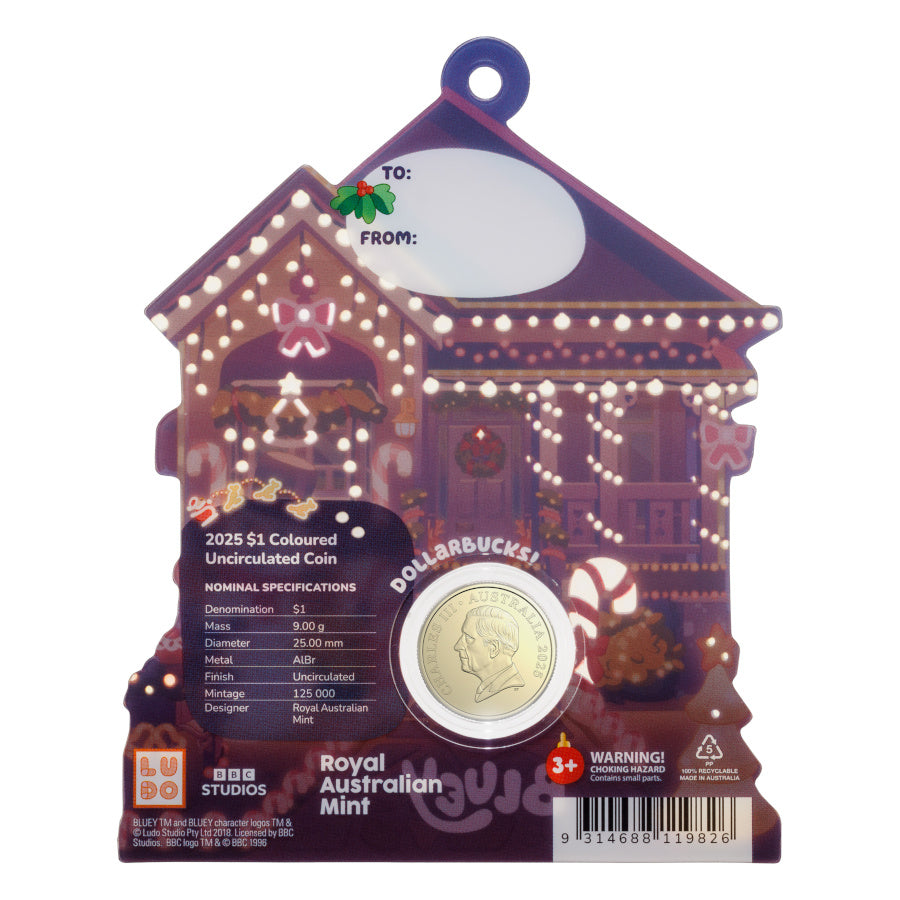 2025 $1 Bluey Christmas Coloured Uncirculated Coin