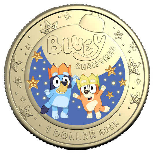 2025 $1 Bluey Christmas Coloured Uncirculated Coin