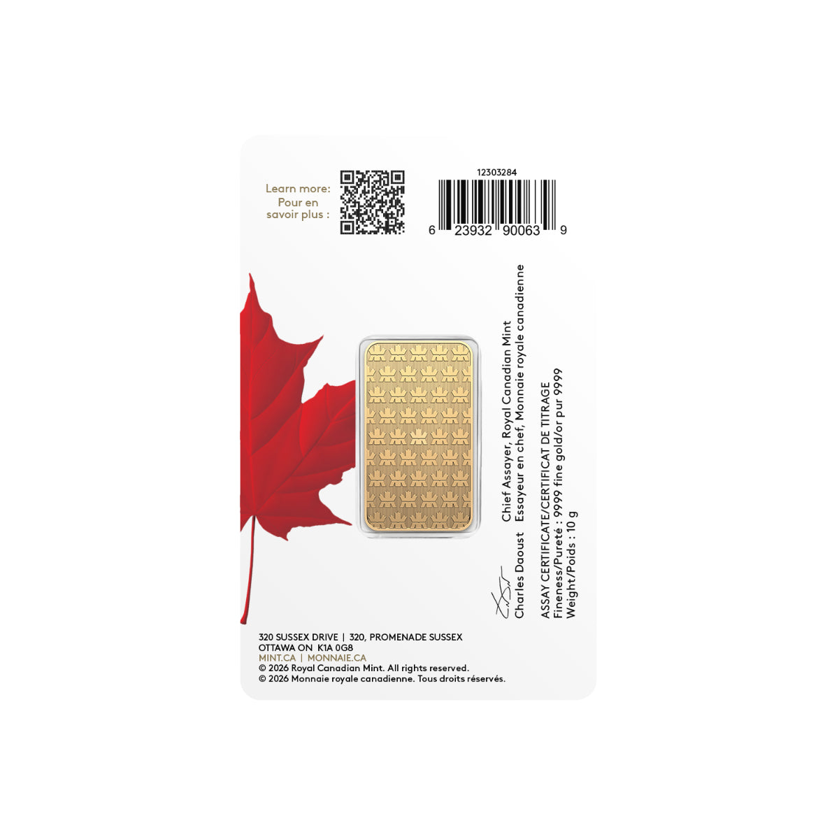 2026 10 g Pure Gold Bar in Proudly Canadian Packaging - Pure Premium Bullion