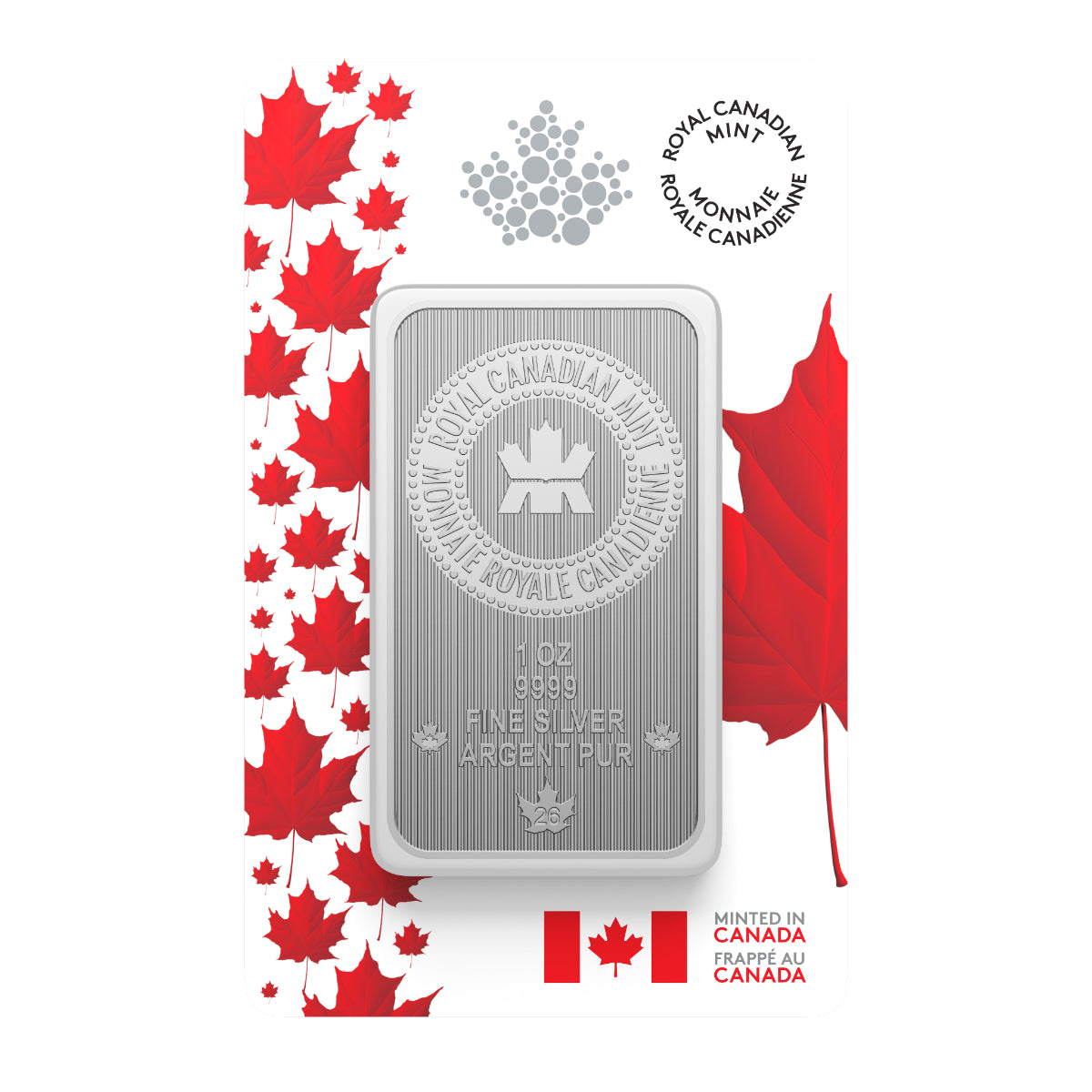 2026 1 oz Pure Silver Bar in Proudly Canadian Packaging - Premium Bullion