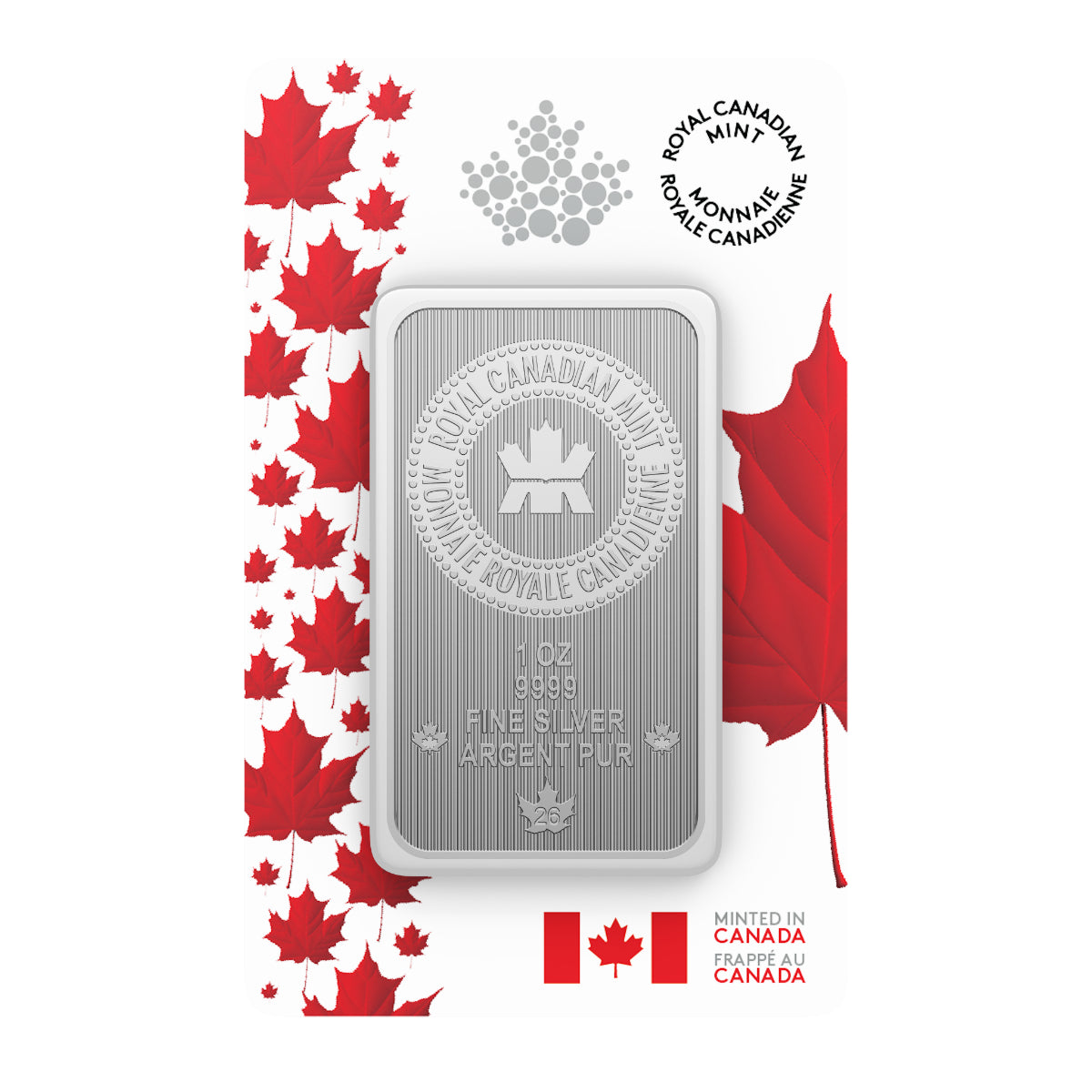 2026 1 oz Pure Silver Bar in Proudly Canadian Packaging - Premium Bullion