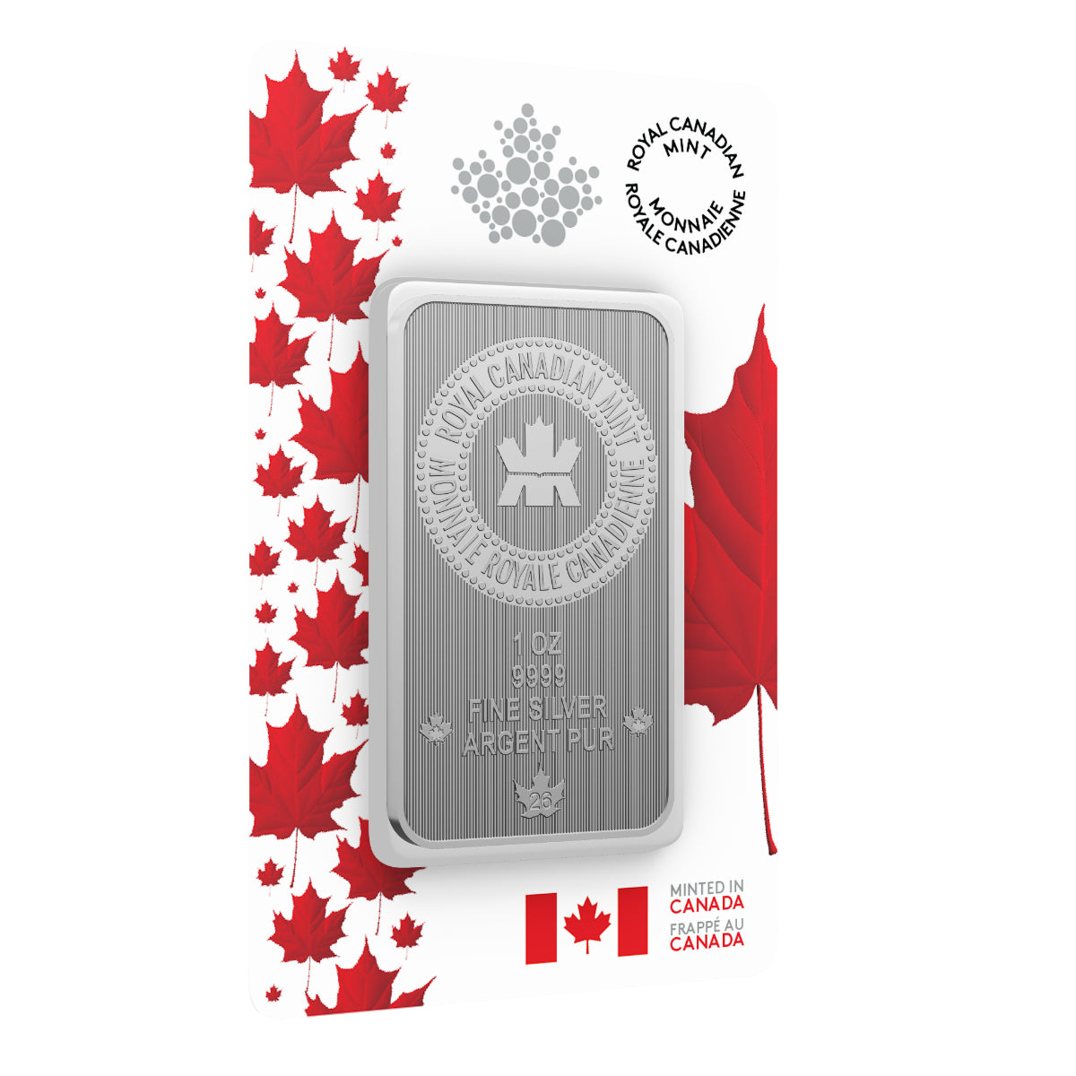2026 1 oz Pure Silver Bar in Proudly Canadian Packaging - Premium Bullion