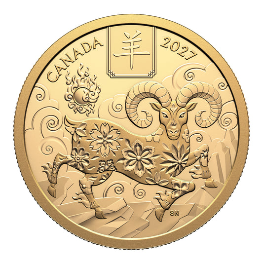2027 $100 Lunar Year of the Goat - Pure Gold Coin