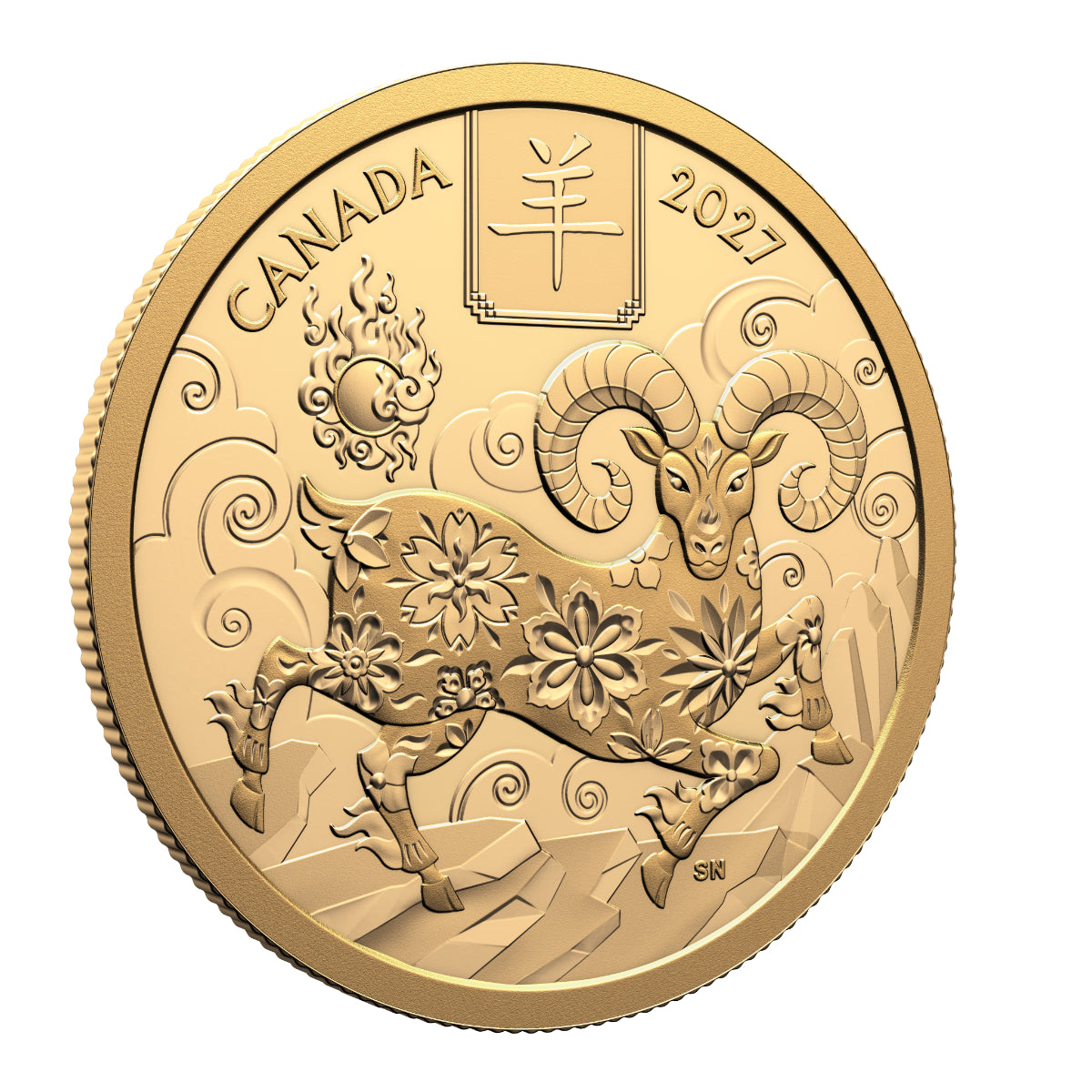 2027 $100 Lunar Year of the Goat - Pure Gold Coin