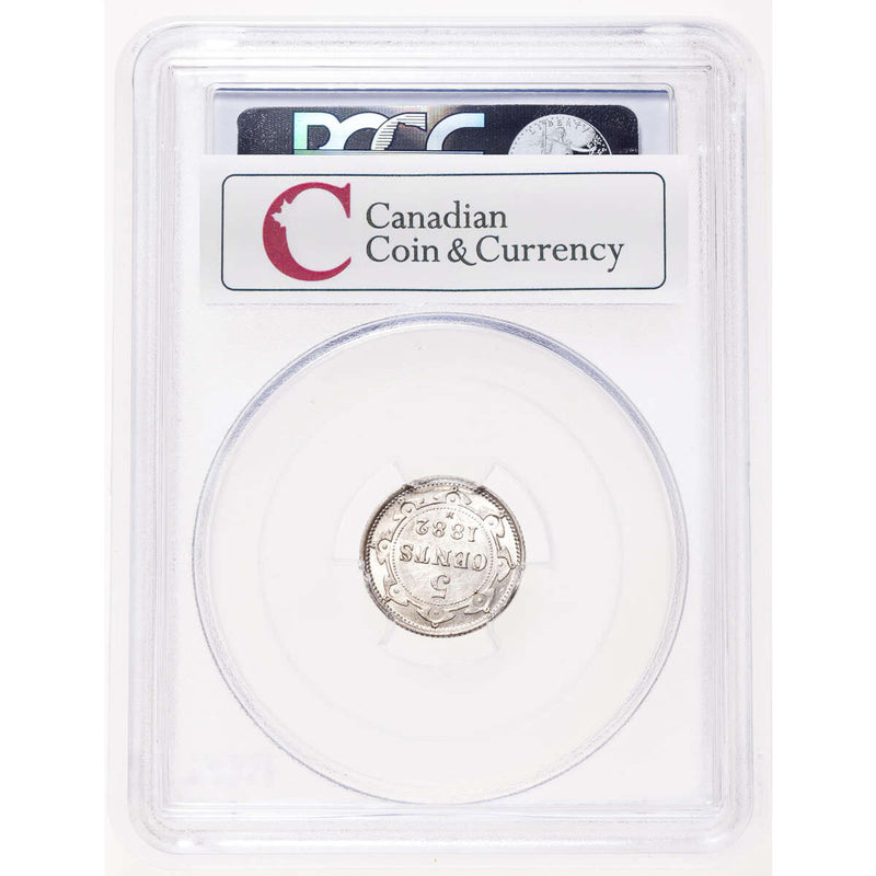 NFLD 5 cent 1882H  PCGS AU-58