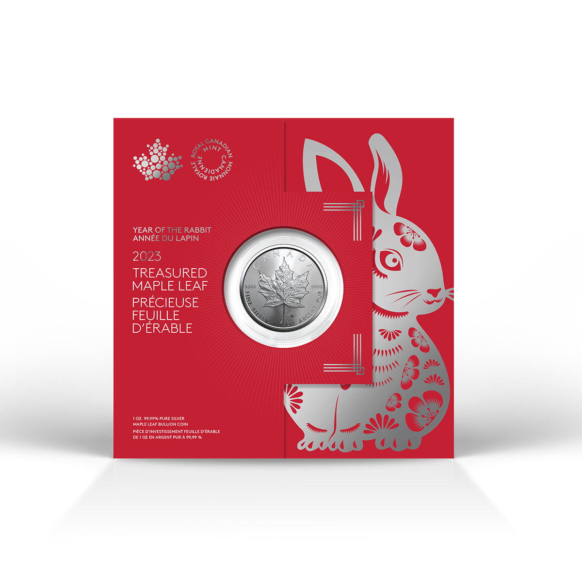 2023 $5 Treasured Silver Maple Leaf: Year of the Rabbit - Pure Silver Premium Bullion Coin
