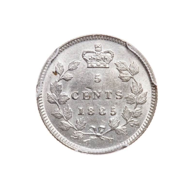 5 cent 1885 Small 5 PCGS AU-58