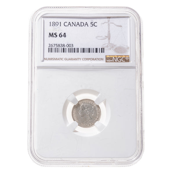 5 cent 1891  NGC MS-64