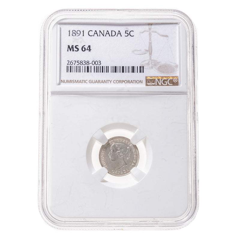 5 cent 1891  NGC MS-64