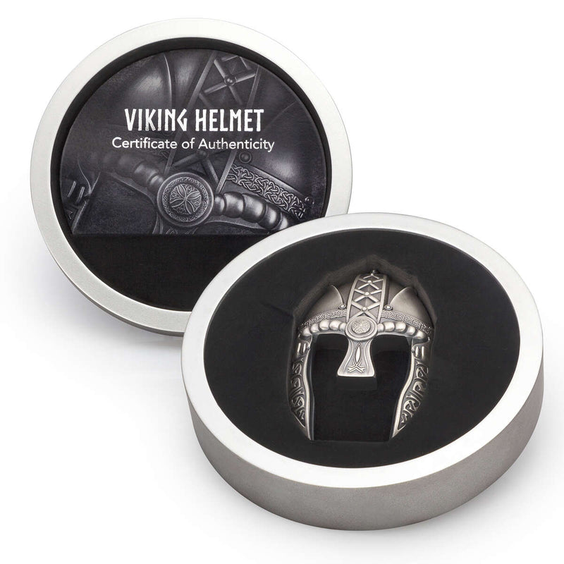 2022 $10 Viking Helmet - Pure Silver Shaped Coin