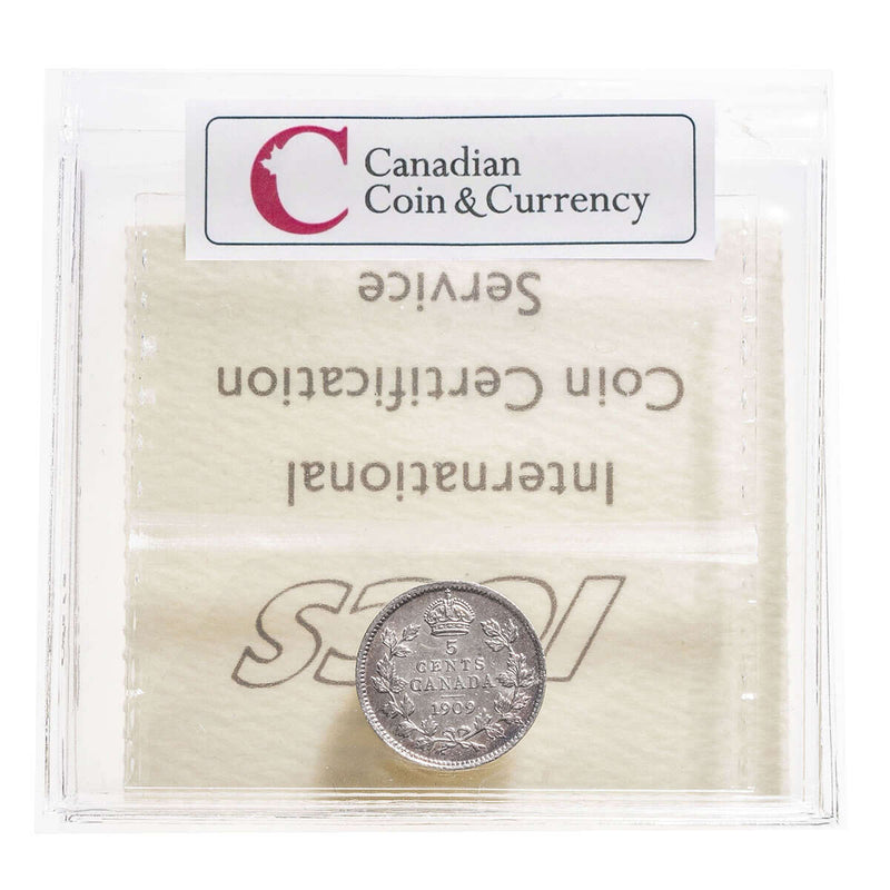 5 cent 1909 PtdLeaves ICCS AU-55